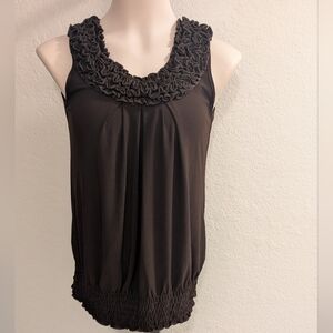 Unbranded Small Brown Smocked-Hem Camisole